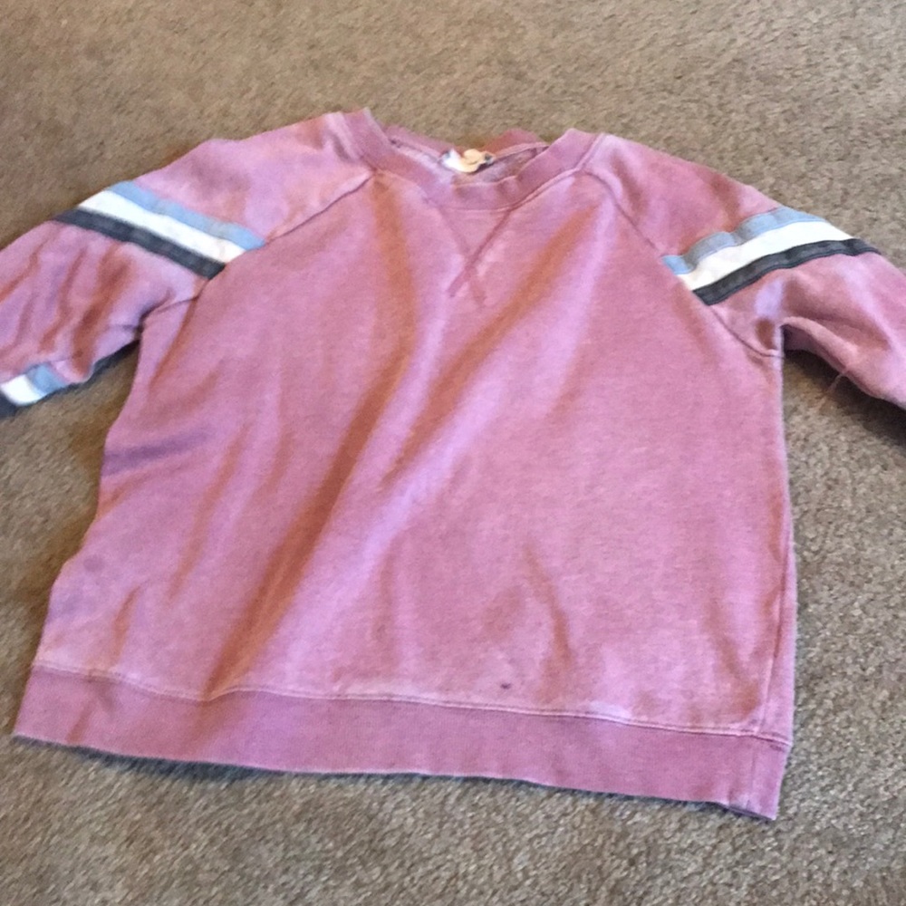 dusty pink sweater with detailed arms